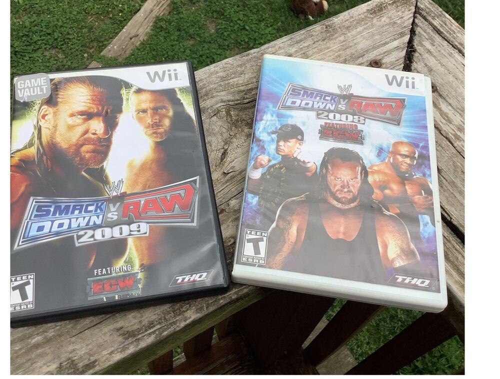 Lot of 2 WWE SmackDown vs. Raw 2008 & 2009 Games Wii CIB Complete Wrestling